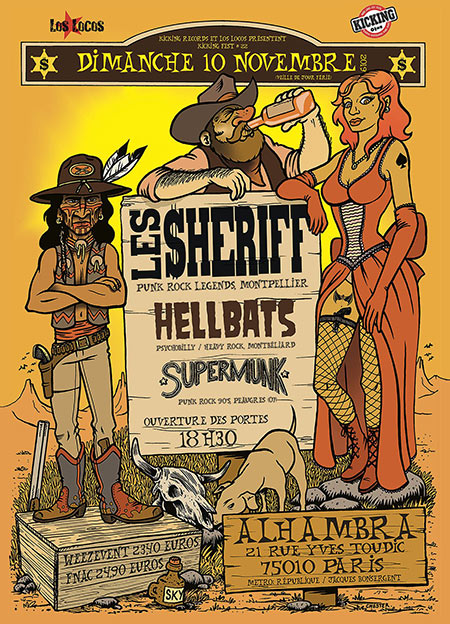 Kicking Fest : Les $heriff + Hellbats + Supermunk le 10 novembre 2019 à Paris (75)