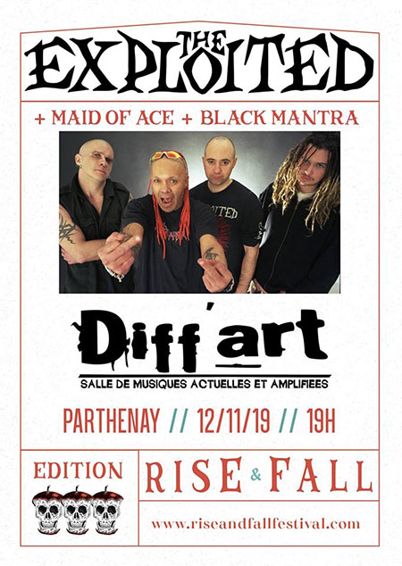 The Exploited + Maid of Ace + Black Mantra à la salle Diff'Art le 12 novembre 2019 à Parthenay (79)