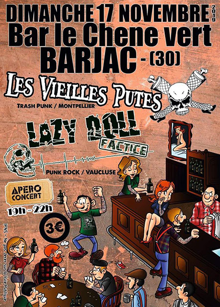 Les Vieilles Putes + Lazy Doll Factice au bar Le Chêne Vert le 17 novembre 2019 à Barjac (30)