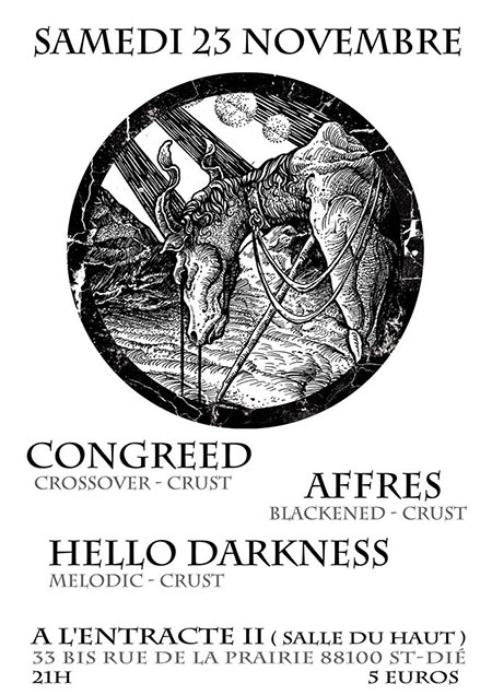 Congreed + Affres + Hello Darkness à l'Entracte II le 23 novembre 2019 à Saint-Dié-des-Vosges (88)