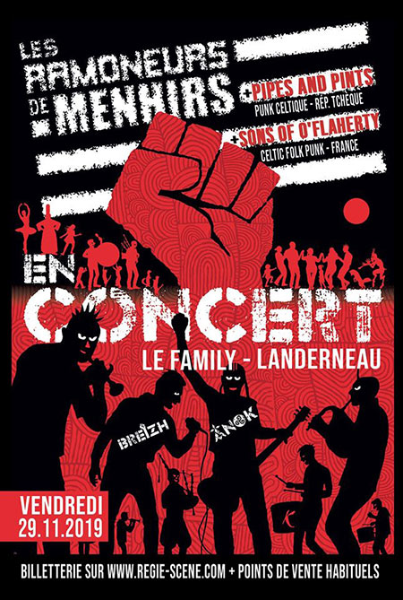 Les Ramoneurs de Menhirs + Pipes and  Pints + Sons of O'Flaherty le 29 novembre 2019 à Landerneau (29)