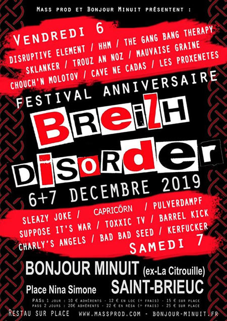 Festival Breizh Disorder @ Bonjour Minuit le 06 décembre 2019 à Saint-Brieuc (22)