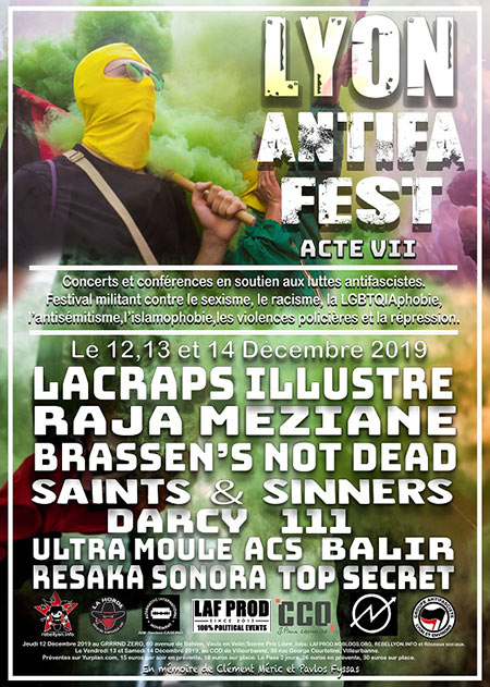 Lyon Antifa Fest Acte VII au CCO le 13 décembre 2019 à Villeurbanne (69)