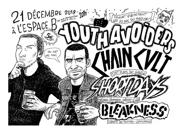 Youth Avoiders 10 ans avec Chain Cult, Short Days et Bleakness le 21 décembre 2019 à Paris (75)