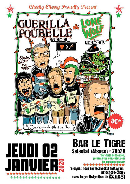 Guerilla Poubelle + Lone Wolf au bar Le Tigre le 02 janvier 2020 à Sélestat (67)