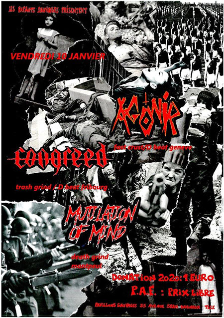 Concert Hardcore Crust Grind Metal aux Pavillons Sauvages le 10 janvier 2020 à Toulouse (31)