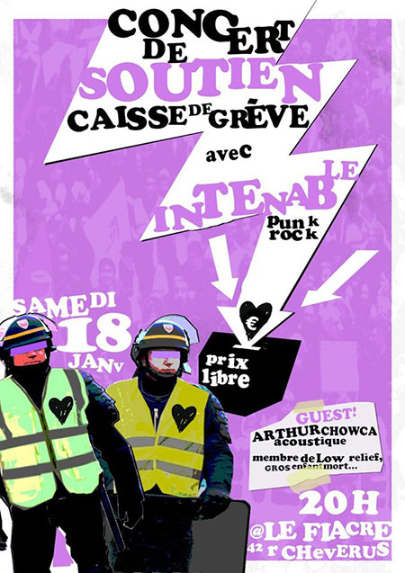 Concert de soutien caisse de grève au Fiacre le 18 janvier 2020 à Bordeaux (33)