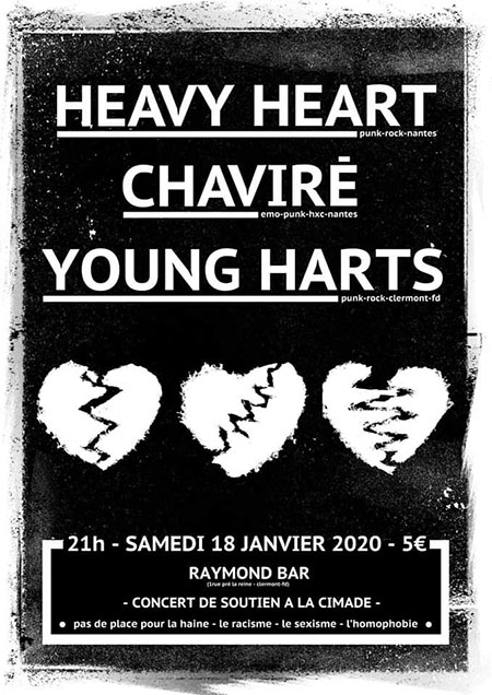 Heavy Heart + Chaviré + Young Harts au Raymond Bar le 18 janvier 2020 à Clermont-Ferrand (63)