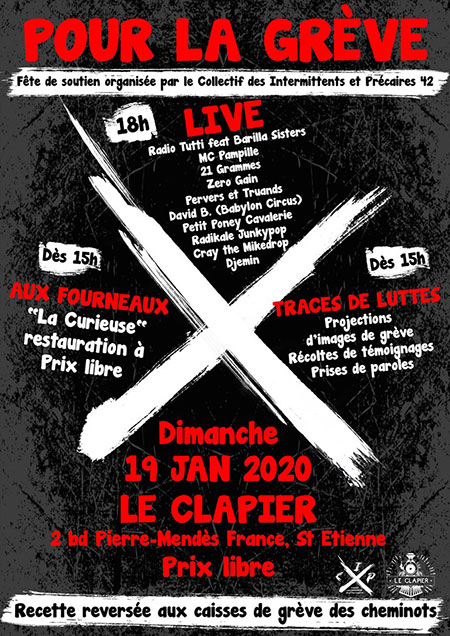 Fête de soutien à la grève au Clapier le 19 janvier 2020 à Saint-Etienne (42)