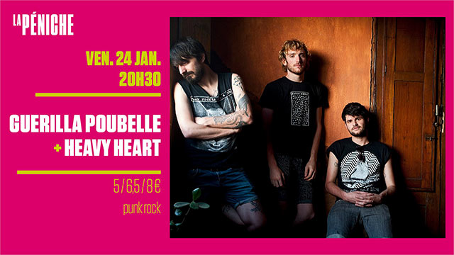 Guerilla Poubelle + Heavy Heart à La Péniche le 24 janvier 2020 à Chalon-sur-Saône (71)