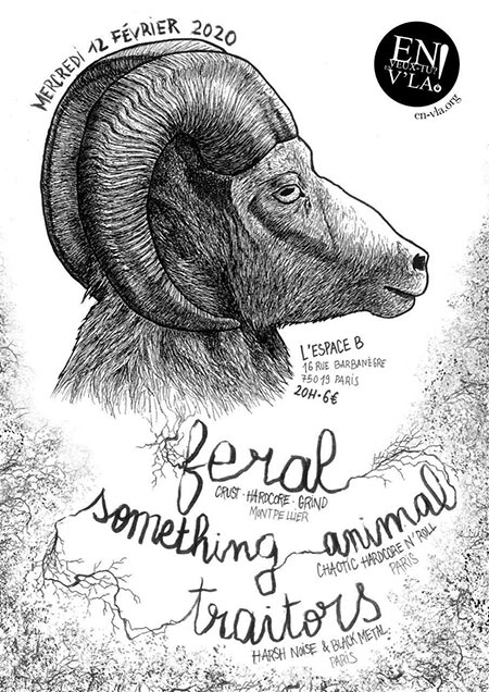 Feral + Something Animal + Traitors le 12 février 2020 à Paris (75)
