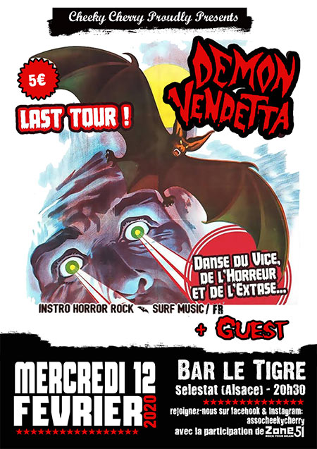 Demon Vendetta + Zombie Jamboree au bar Le Tigre le 12 février 2020 à Sélestat (67)