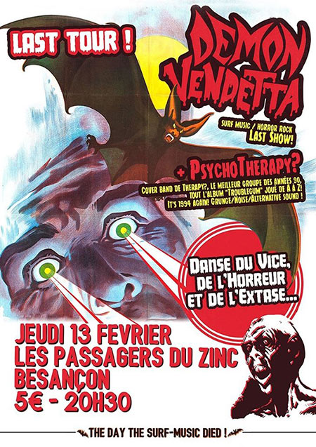 Demon Vendetta + PsychoTherapy? aux Passagers du Zinc le 13 février 2020 à Besançon (25)