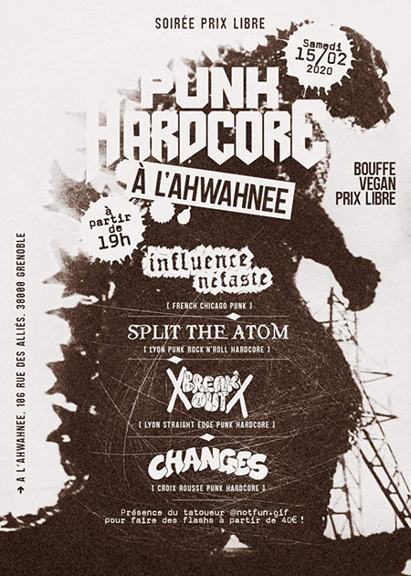Concert Punk Hardcore au squat l'Ahwahnee le 15 février 2020 à Grenoble (38)