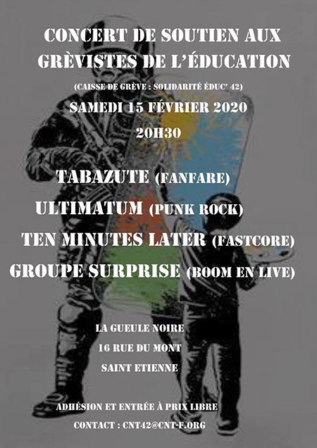Concert de soutien à la caisse de grève à la Gueule Noire le 15 février 2020 à Saint-Etienne (42)