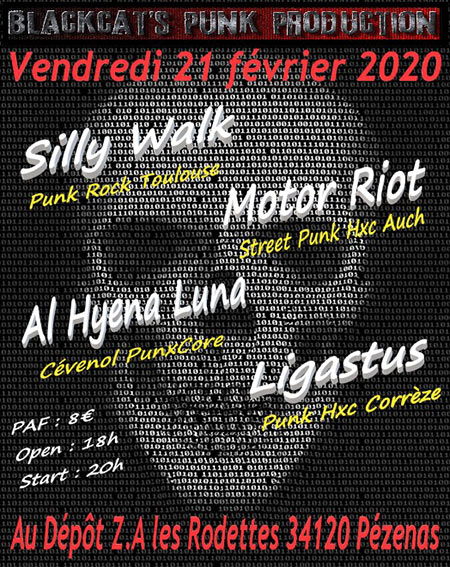 Concert asso Blackcat's Punk Prod au Dépôt le 21 février 2020 à Pézenas (34)