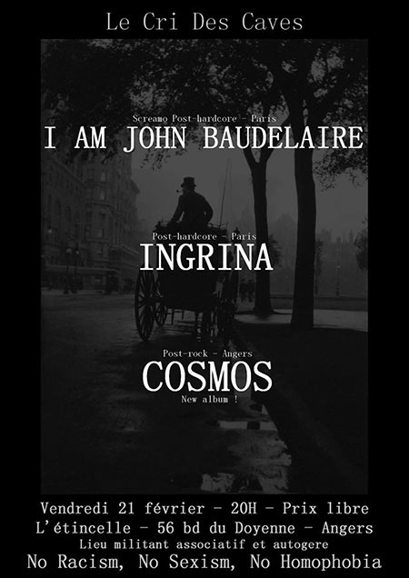 I Am John Baudelaire + Ingrina + Cosmos à l'Étincelle le 21 février 2020 à Angers (49)