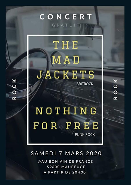Nothing For Free + The Mad Jackets Au Bon Vin de France le 07 mars 2020 à Maubeuge (59)