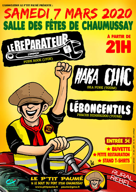 Le Réparateur + Haka Chic + Lébongentils le 07 mars 2020 à Chaumussay (37)