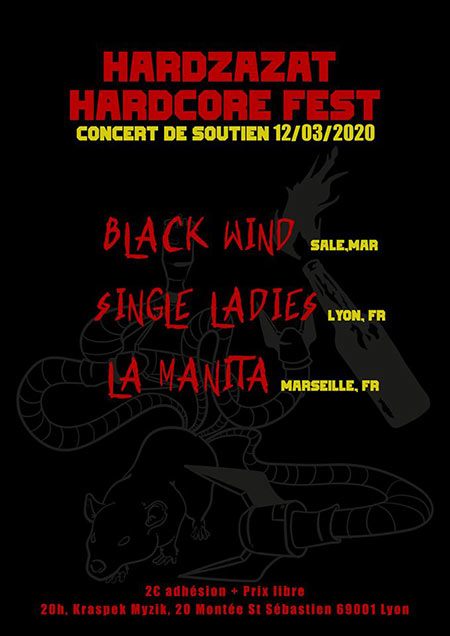 Concert de soutien au Hardzazat Hardcore Fest au Kraspek Myzik le 12 mars 2020 à Lyon (69)