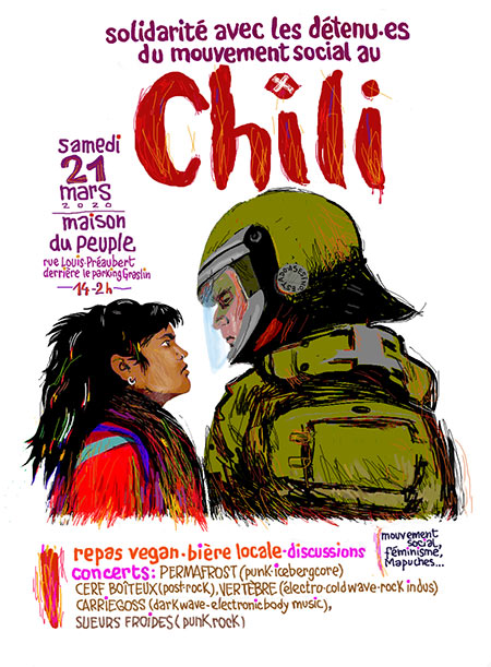 Solidarité avec les Détenu-e-s du Mouvement Social au Chili le 21 mars 2020 à Nantes (44)