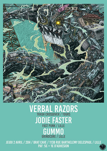 Verbal Razors + Jodie Faster + Gummo à la Brat Cave le 02 avril 2020 à Lille (59)