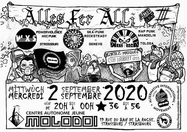 Concert : Alles Fer Alli Acte III // HxC Ska Punk Rap le 02 septembre 2020 à Strasbourg (67)