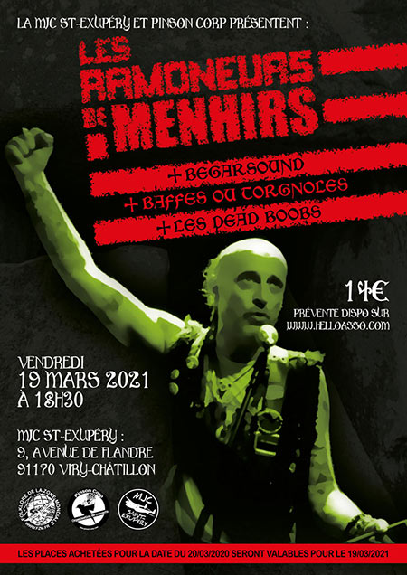 Les Ramoneurs de Menhirs+Begarsound+ BaffesOuTorgnoles+DeadBoobs le 19 mars 2021 à Viry-Châtillon (91)
