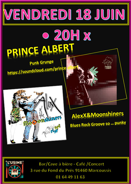 PRINCE ALBERT + ALEXX&MOONSHINERS en concert le 18 juin 2021 à Marcoussis (91)