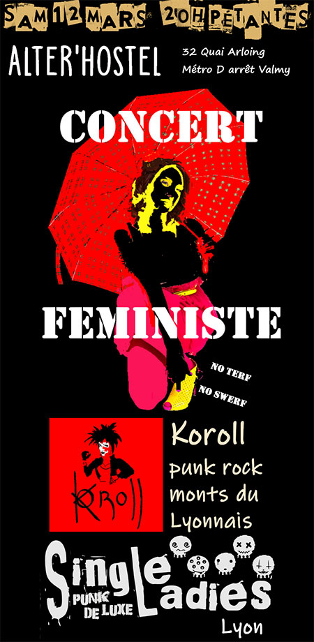 Concert punk féministe Single Ladies et Koroll le 12 mars 2022 à Lyon (69)