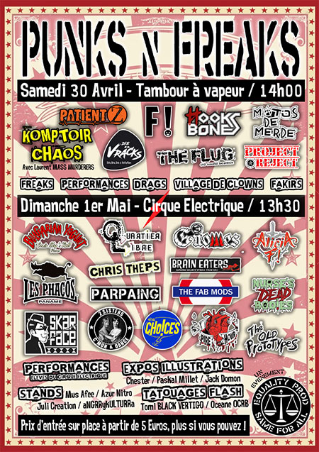 Punks'n'Freaks - Jour 1 au Tambour à Vapeur le 30 avril 2022 à Les Lilas (93)