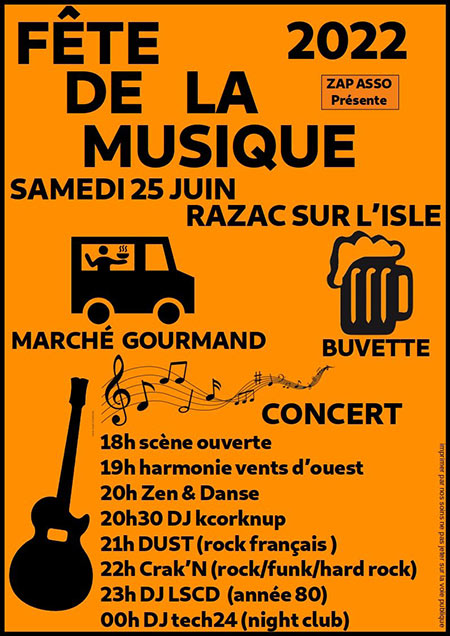 Fête de la musique le 25 juin 2022 à Razac-sur-l'Isle (24)