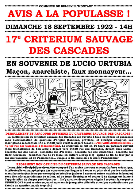 17e CRITERIUM SAUVAGE DES CASCADES le 18 septembre 2022 à Paris (75)