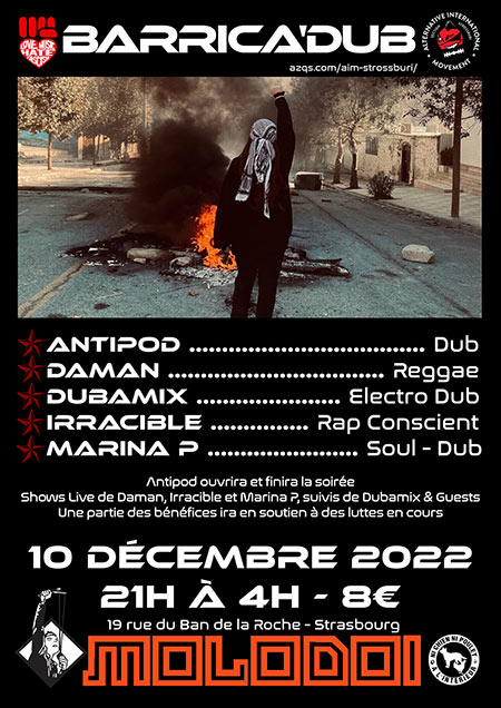 Concert de soutien : Barrica'dub /// Electro Dub Reggae Hip-Hop le 10 décembre 2022 à Strasbourg (67)