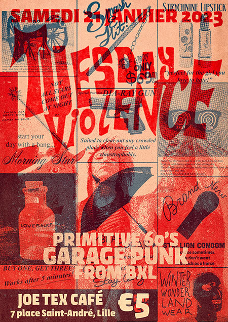 Concert Garage Punk TUESDAY VIOLENCE (BXL) + DJ SET le 21 janvier 2023 à Lille (59)