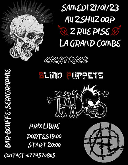 Concert Punk au squat 2shuz le 21 janvier 2023 à La Grand-Combe (30)