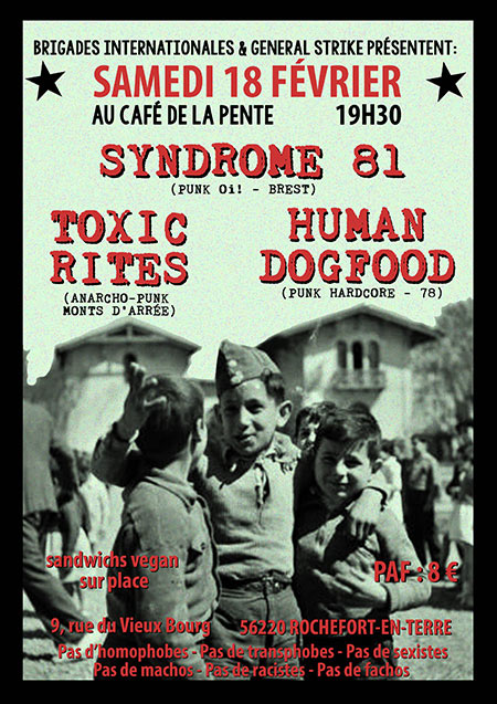 SYNDROME 81 + HUMAN DOGFOOD + TOXIC RITES le 18 février 2023 à Rochefort-en-Terre (56)