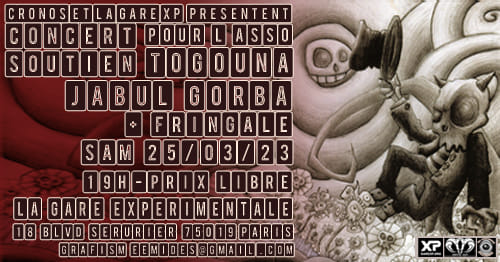 Concert de soutien pour l'asso TOGOUNA : JABUL GORBA + FRINGALE le 25 mars 2023 à Paris (75)