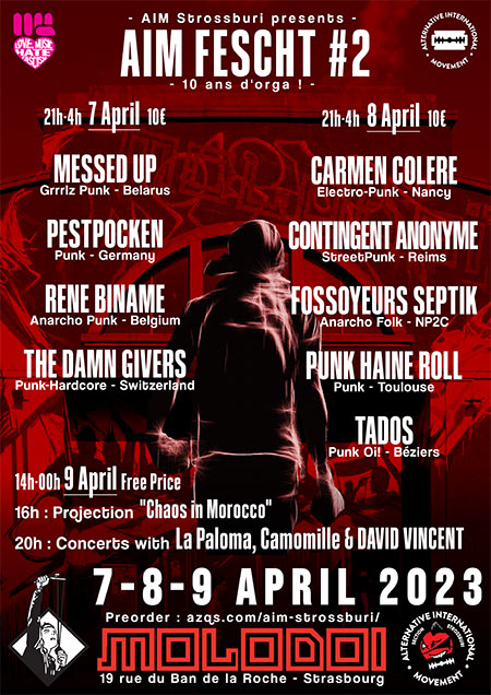 Festival : AIM Fescht #2 /// Punk Oi! 10ans d'orga le 07 avril 2023 à Strasbourg (67)