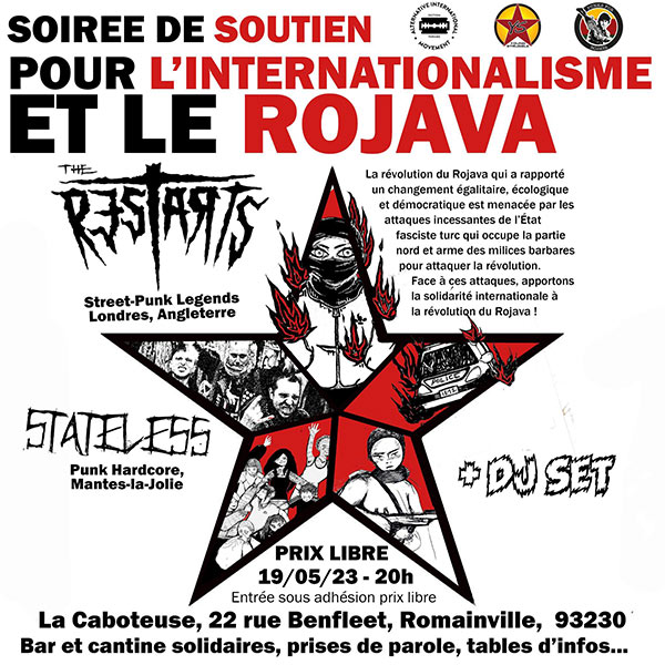 Concert de soutien au Rojava à la Caboteuse le 19 mai 2023 à Romainville (93)