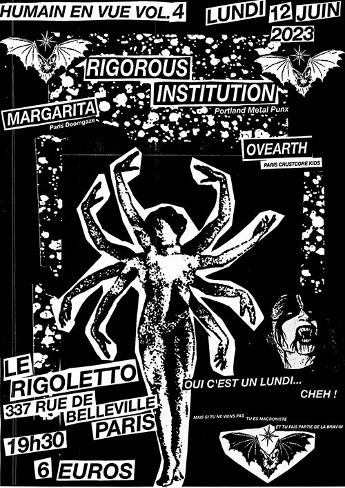 RIGOROUS INSTITUTION / MARGARITA / OVEARTH @ Rigoletto le 12 juin 2023 à Paris (75)