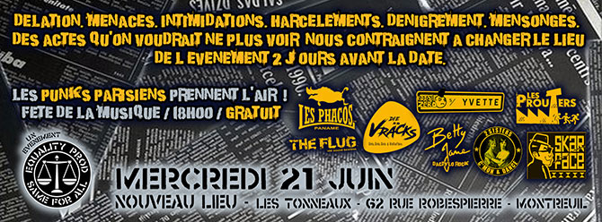 Les Punks Parisiens prennent l'air ! Le retour... le 21 juin 2023 à Montreuil (93)