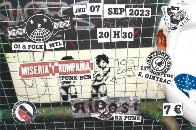Union Thugs + Miseria Y Kompania + RiPost66 à l'Antidote le 07 septembre 2023 à Bordeaux (33)