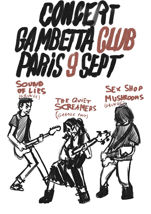 SEX SHOP MUSHROOMS + QUIET SCREAMERS + SOUND OF LIES AU GAMBETTA le 09 septembre 2023 à Paris (75)
