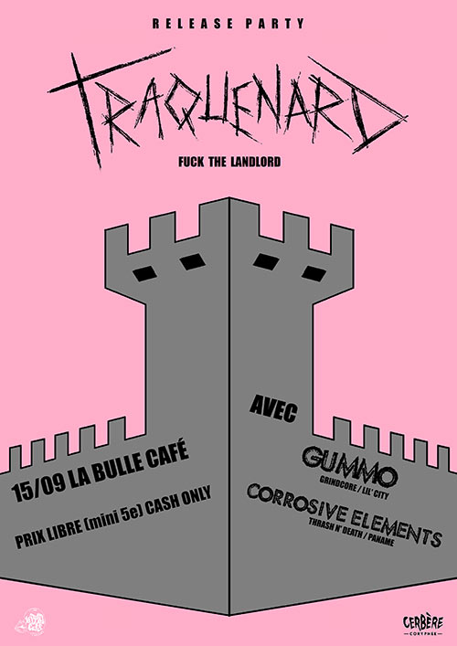 Traquenard + Gummo + Corrosive Elements à la Bulle Café le 15 septembre 2023 à Lille (59)