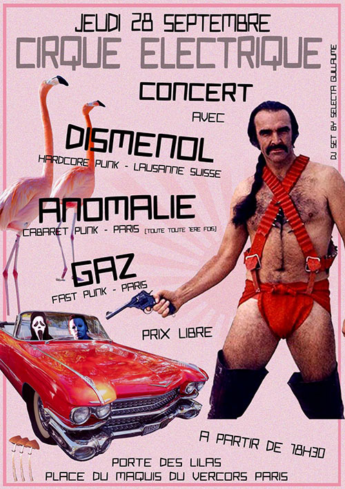 Dismenol + GAZ + Anomalie au Cirque Électrique le 28 septembre 2023 à Paris (75)