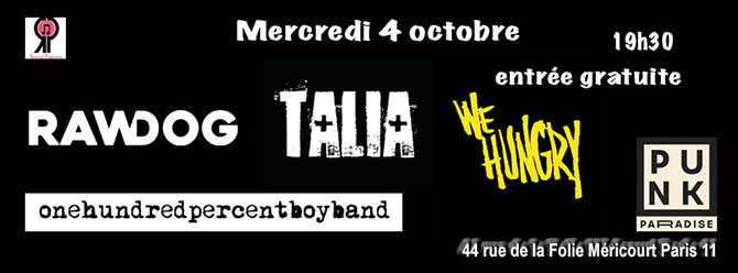 Soirée Punk Rock au Punk Paradise le 04 octobre 2023 à Paris (75)