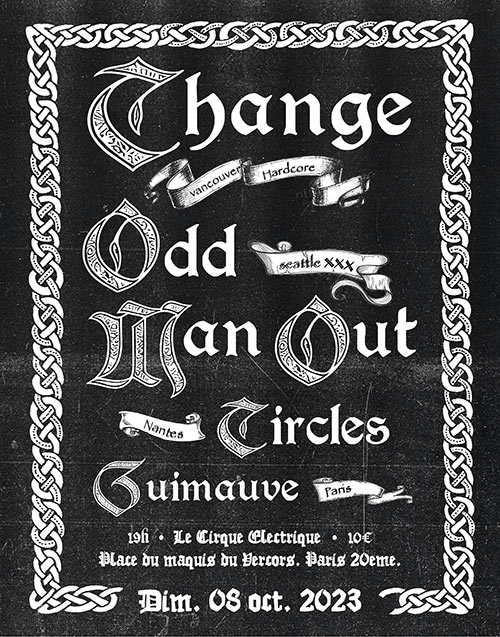 CHANGE (CAN) + ODD MAN OUT (USA) + CIRCLES + GUIMAUVE le 08 octobre 2023 à Paris (75)