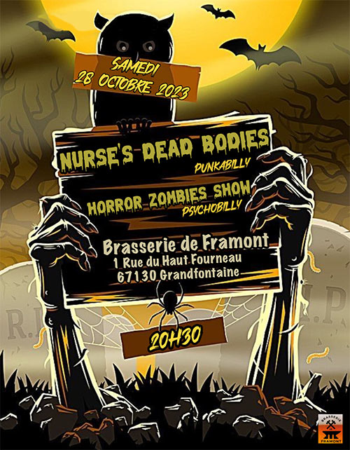 Nurse's Dead Bodies + Horror Zombies Show le 28 octobre 2023 à Grandfontaine (67)