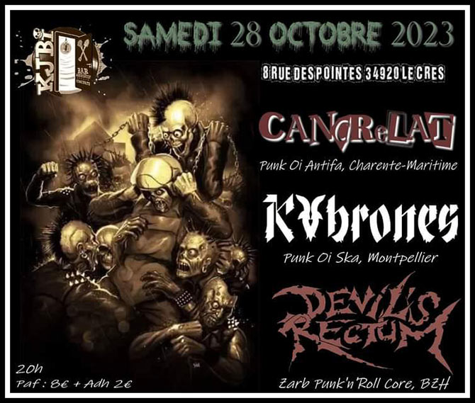 Cancrelats + Kabrones + Devil's Rectum au KJBi le 28 octobre 2023 à Le Crès (34)